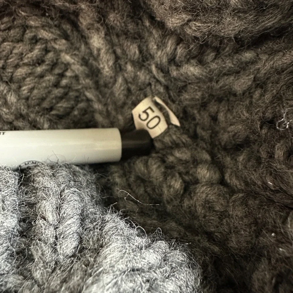 BECOME Brand European Italy Wool Alpaca Gray Chunky Cable‎ Knit Sweater Cardigan